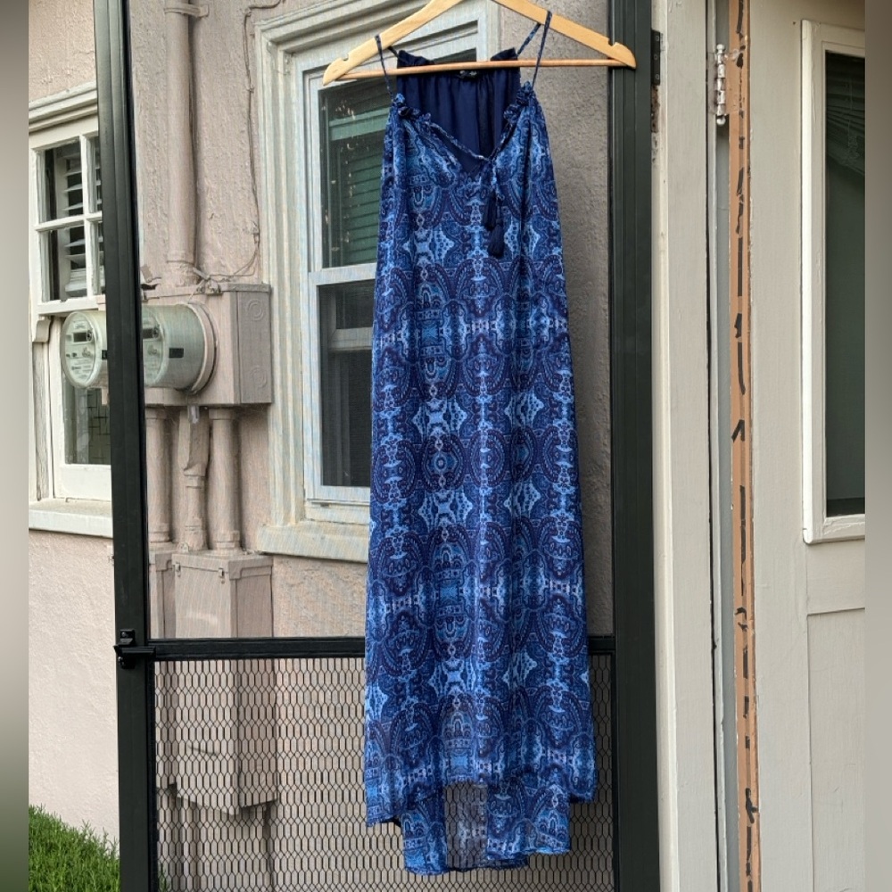 Lucky Brand Blue and White High-Low Maxi Dress 👗
